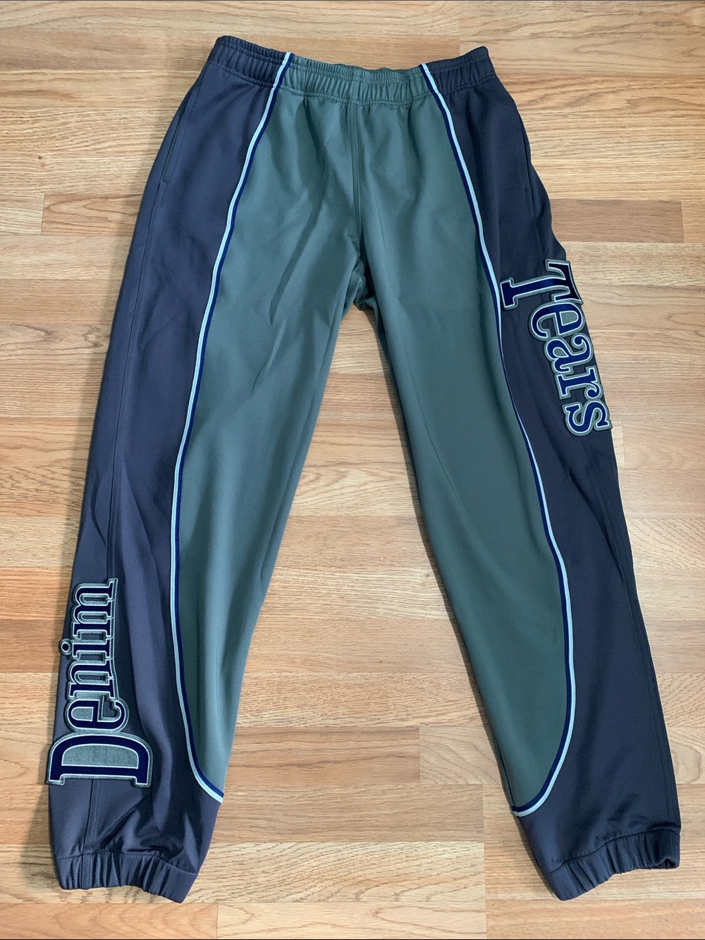 Two-Tone Green & Black Men’s Track Joggers with Side Branding